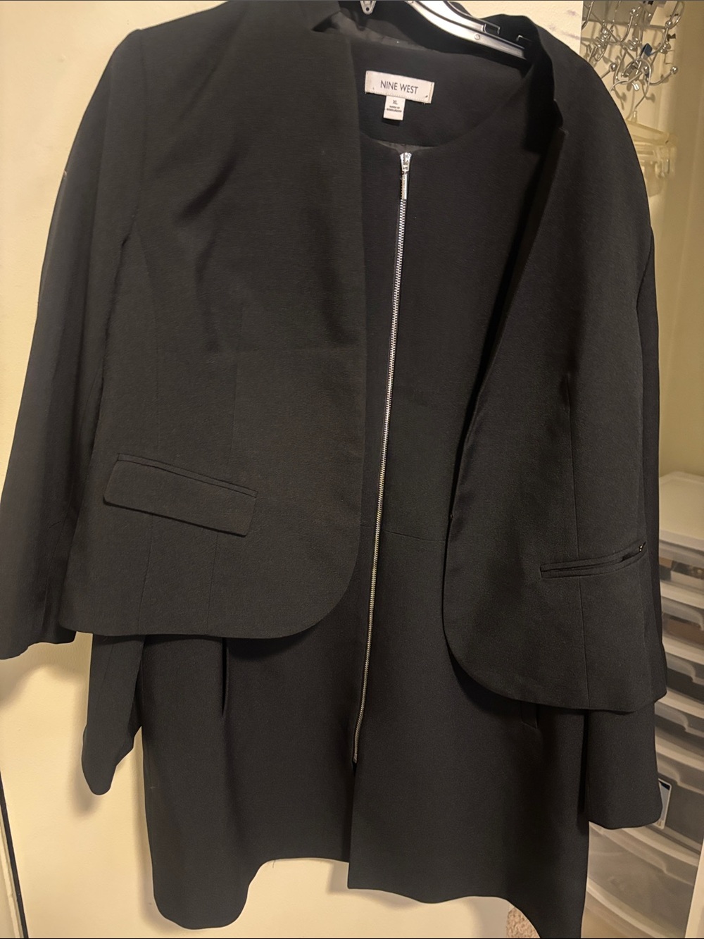 Nine West Black Women's Zip-Front Blazer Jacket